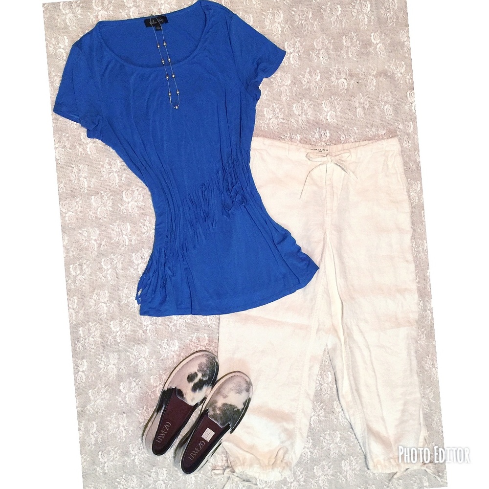 Banana Republic White Linen Crop Pants, size 6